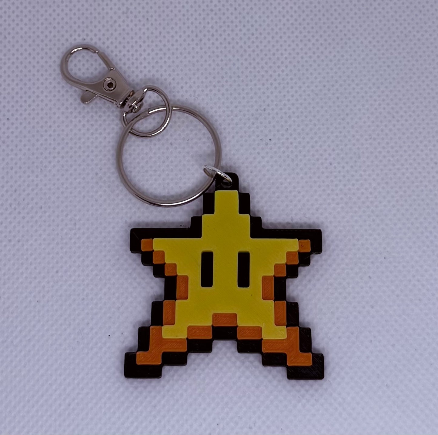 8 Bit Star From Super Mario Brothers Keychain