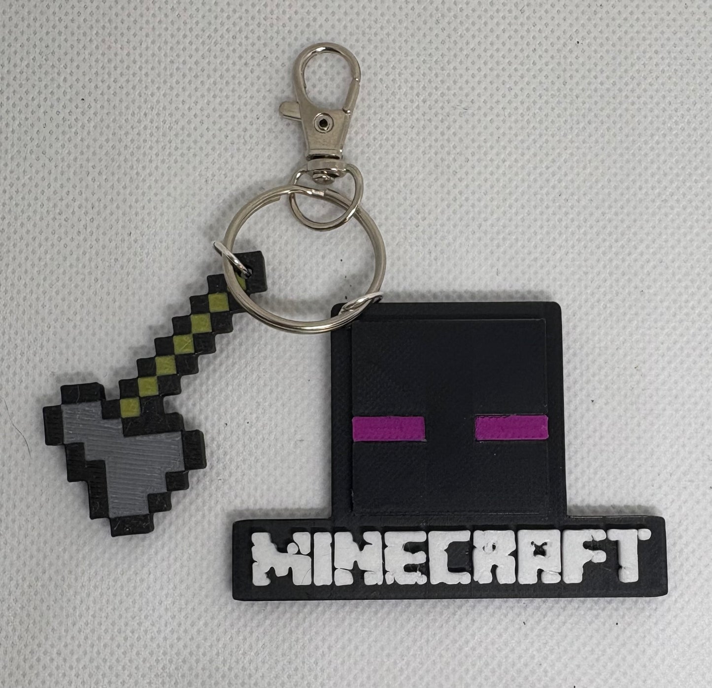 Minecraft Pink Ender Silver Keychains