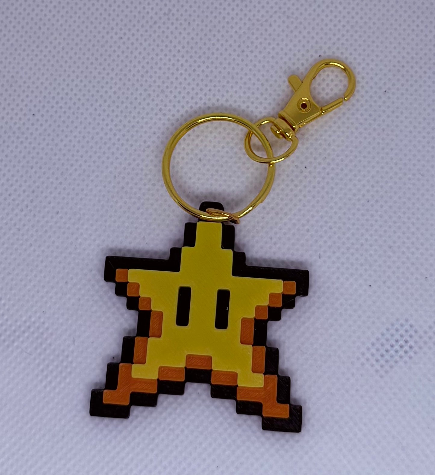 8 Bit Star From Super Mario Brothers Keychain