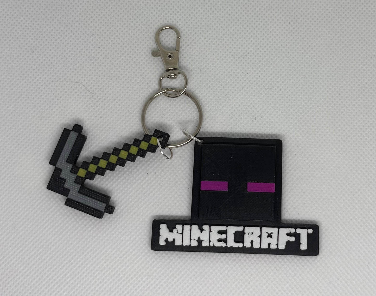 Minecraft Pink Ender Silver Keychains