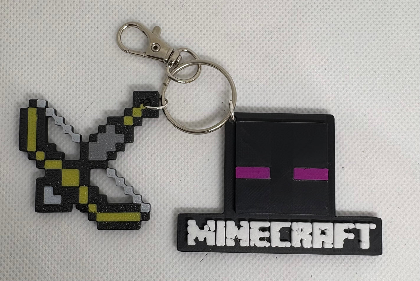 Minecraft Pink Ender Silver Keychains