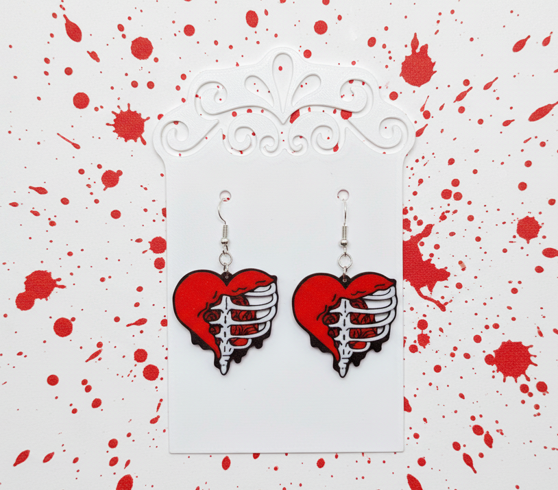 Ripped Heart & Exposed Ribs Earrings