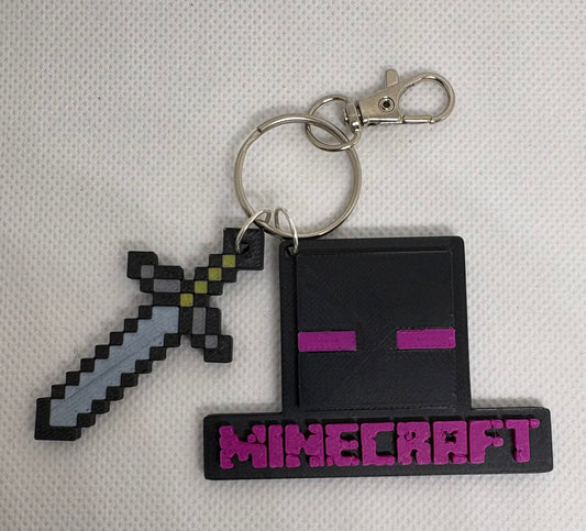 Minecraft Pink Ender Silver Keychains