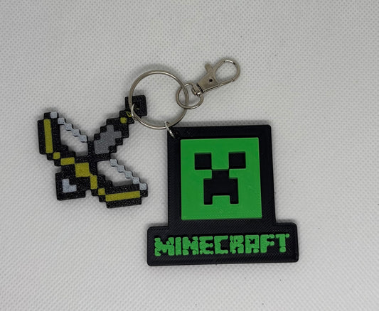 Minecraft Green Ender Silver Keychains