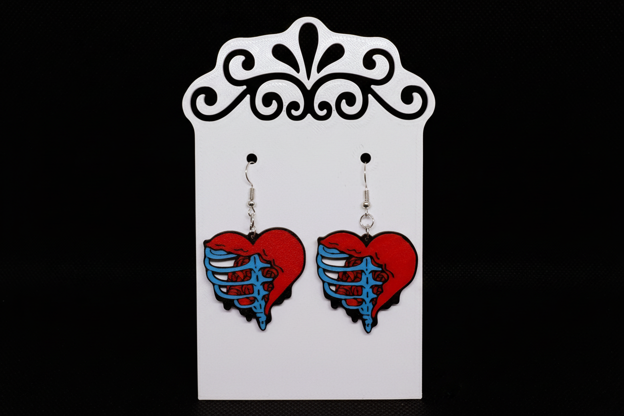 Ripped Heart & Exposed Ribs Earrings