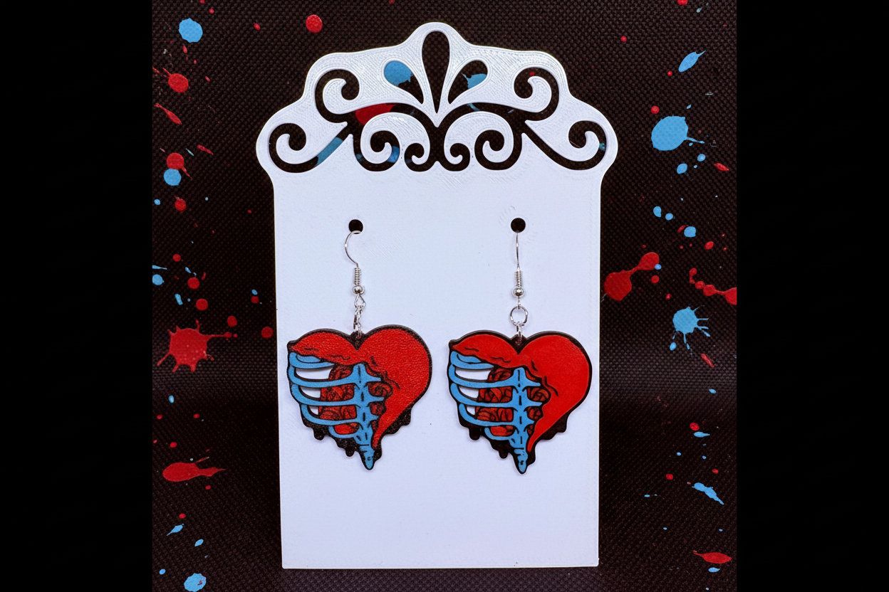 Ripped Heart & Exposed Ribs Earrings