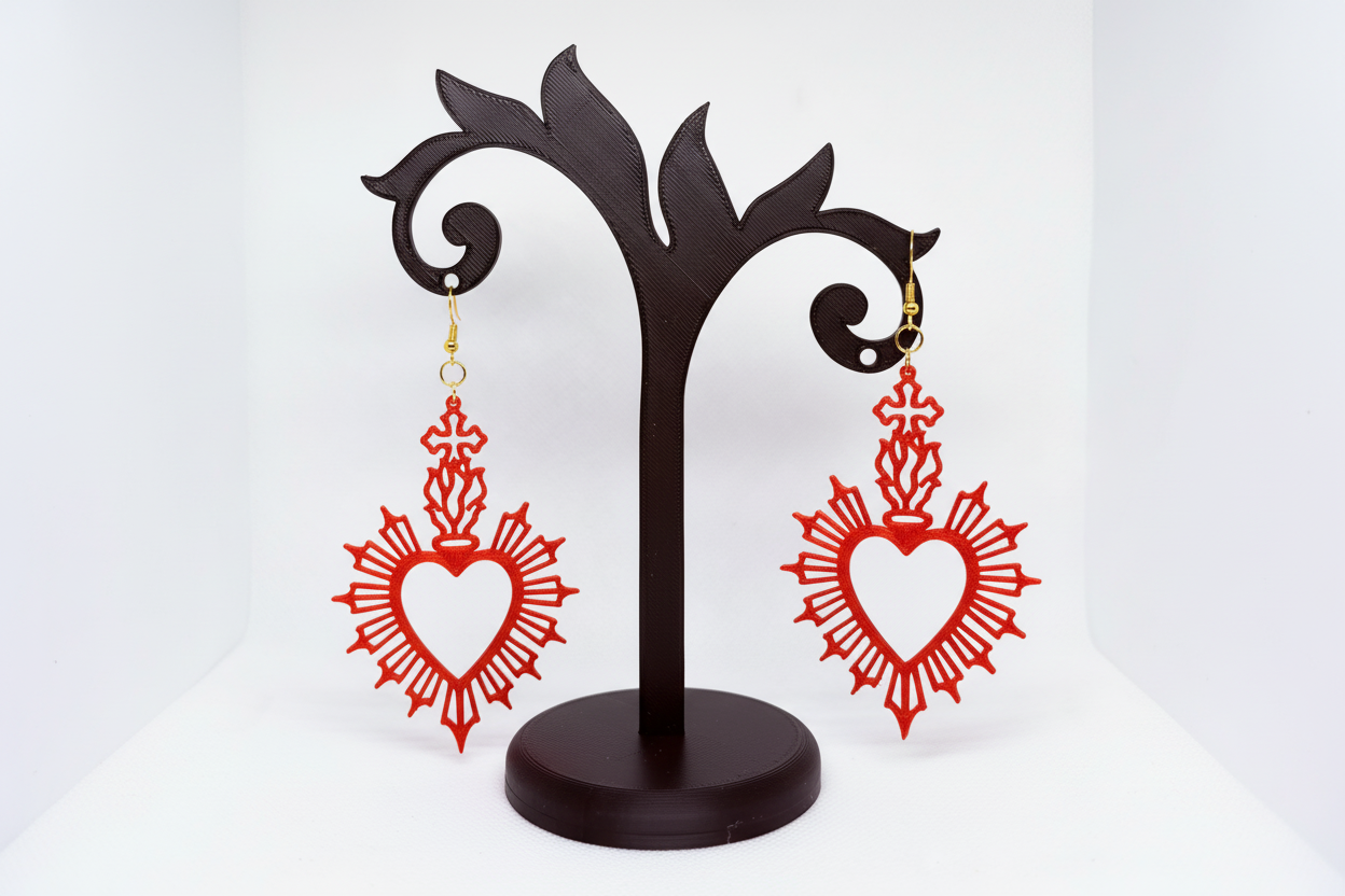 Oversized Gothic Sacred Heart Earrings