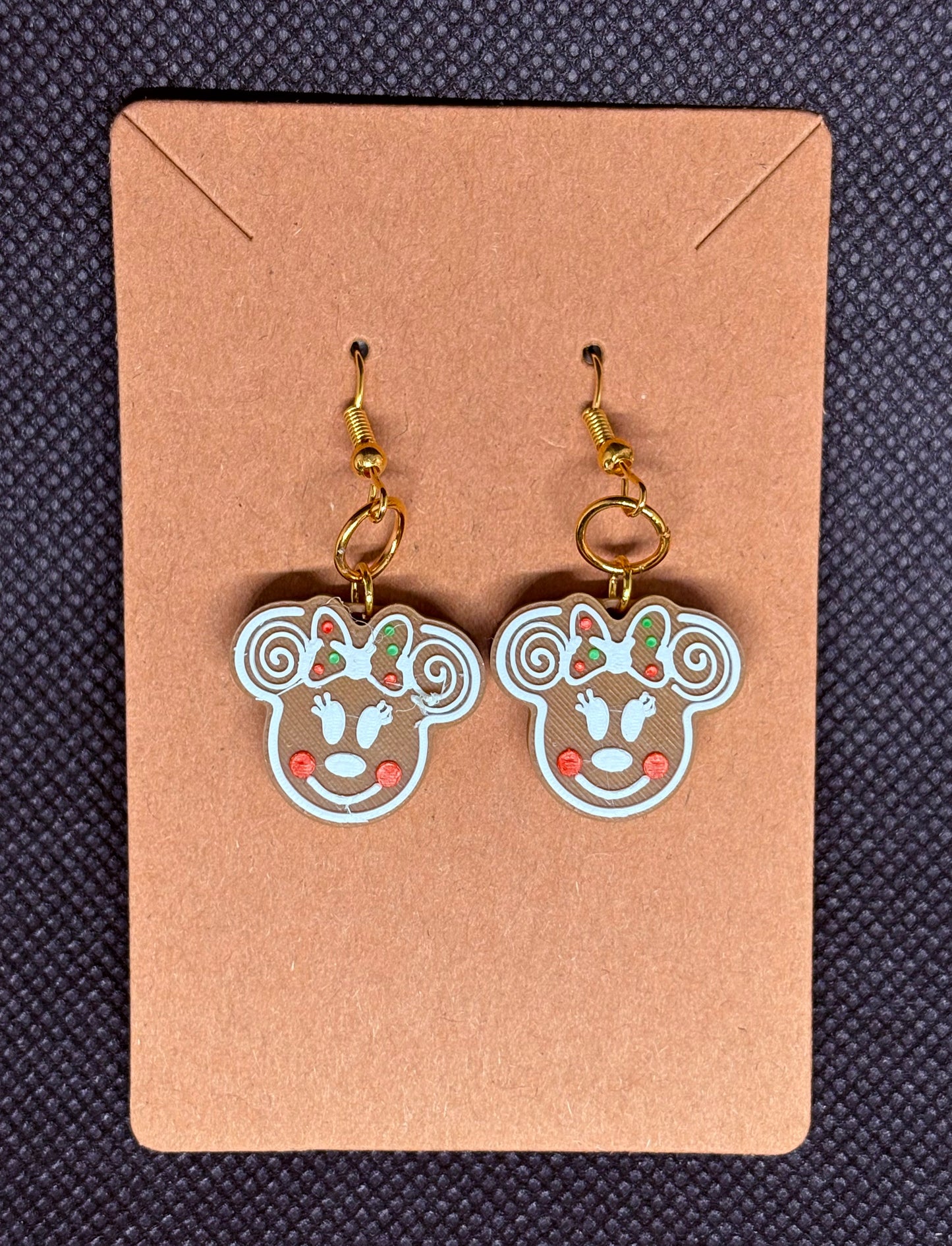 Christmas themed Minnie Mouse Gingerbread Style Earrings