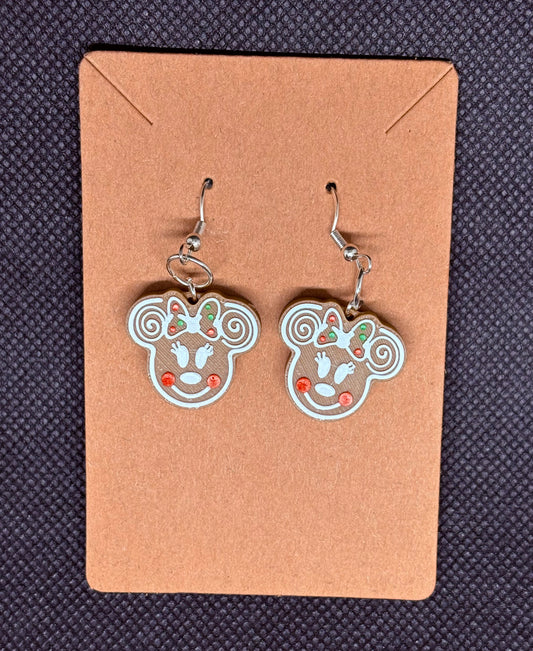 Christmas themed Minnie Mouse Gingerbread Style Earrings